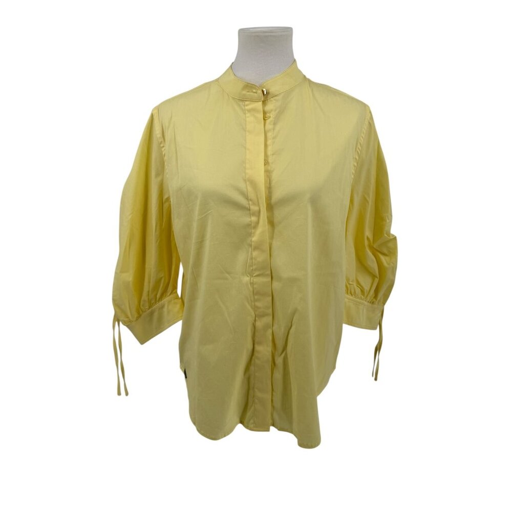 Lisette Montreal Womens Yellow Buttonup Blouse M Cotton Blend - Picture 1 of 14